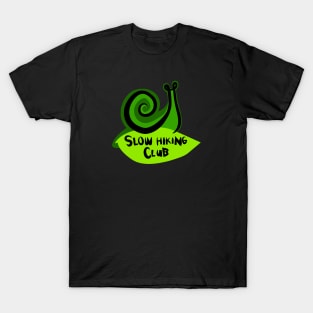 Green Snail on a Leaf "Slow Hiking Club" T-Shirt